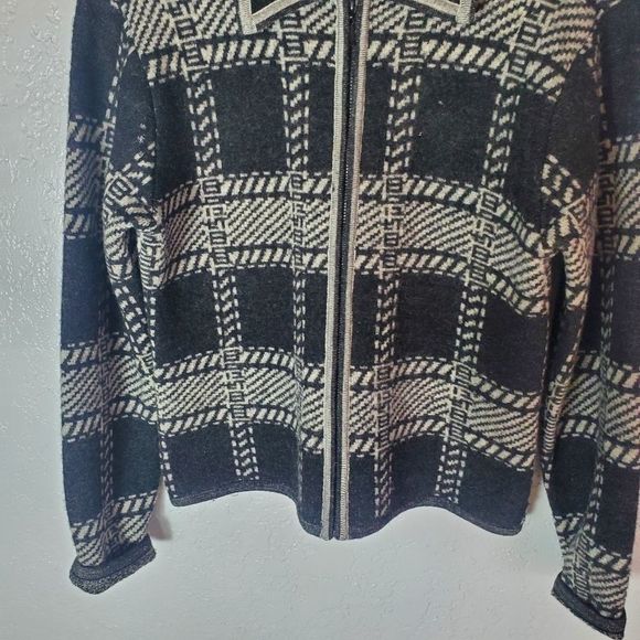 Pendleton Vintage Wool Buffalo Plaid Black and White Zip-Up Jacket Size Small - Picture 4 of 8